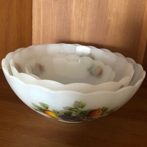 Vintage Arcopal milkglass bowls, set of 3  fruits de France